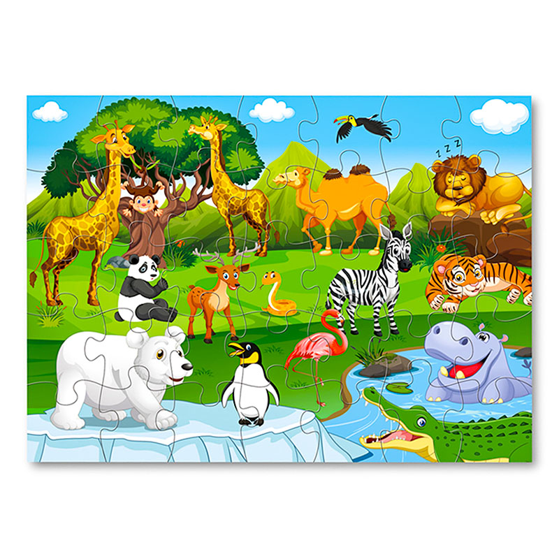 TRANH XẾP HÌNH Jigsaw Puzzle 35 JUMBO Pieces (CỠ LỚN) - Zoo Animals (Thảo  Cầm Viên) 8606 - HAPPY TIME